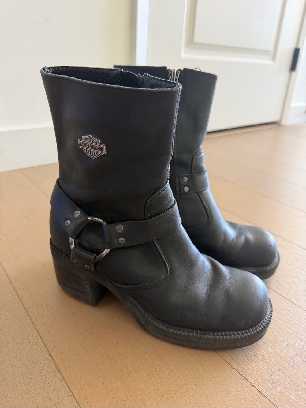 Harley-Davidson Black Leather Women's Harness Ankle Boots